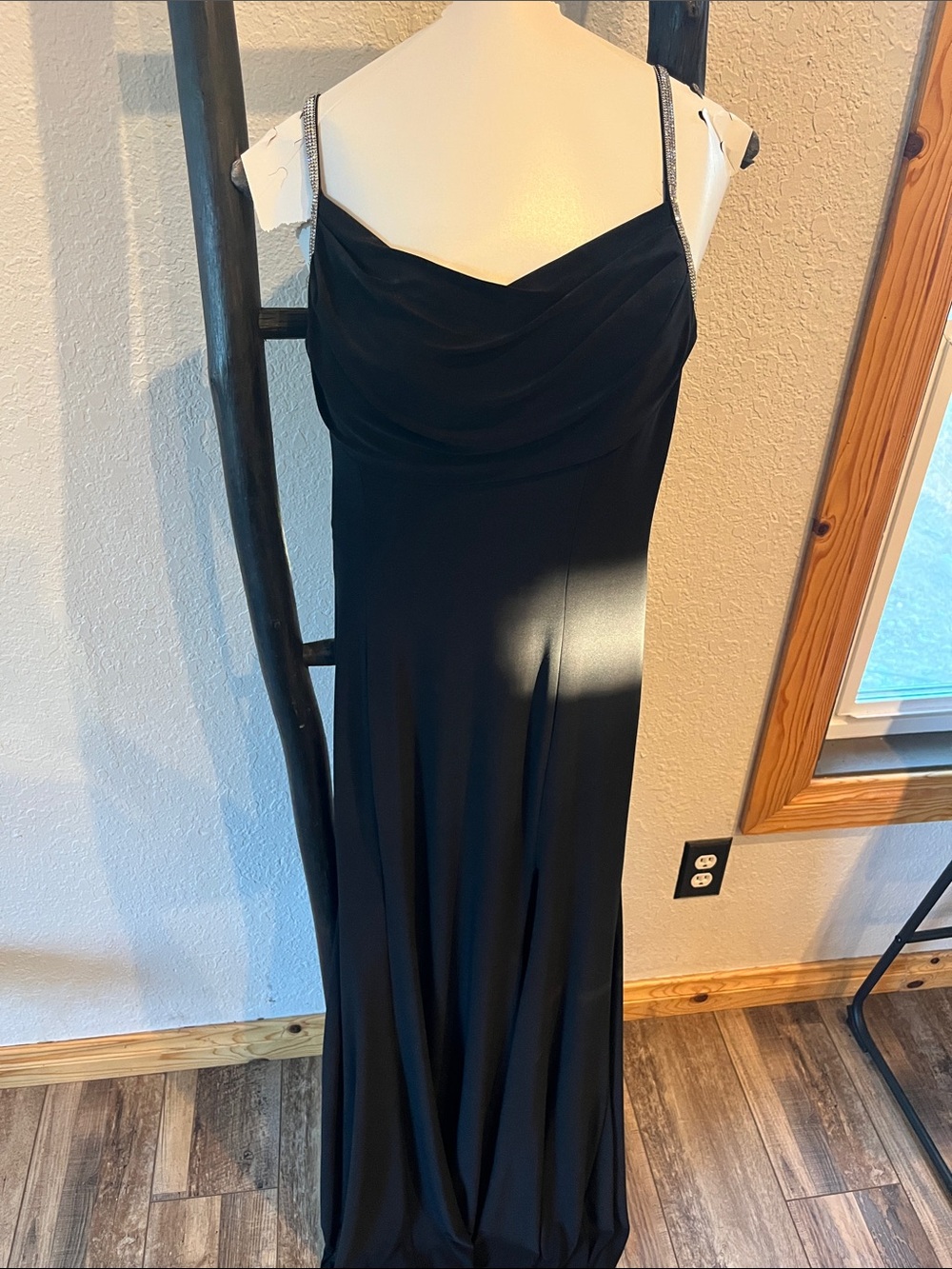 Morgan & Co. Black Cowl-Neck Maxi Dress